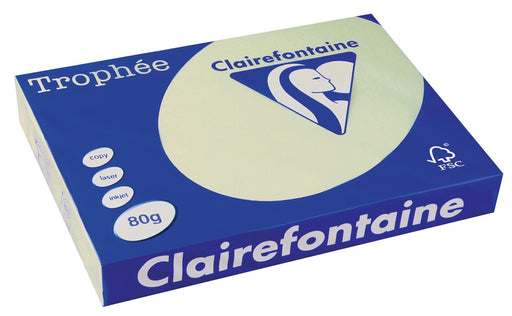 Clairefontaine Trophée Pastel, gekleurd papier, A3, 80 g, 500 vel, lichtgroen 5 stuks, OfficeTown