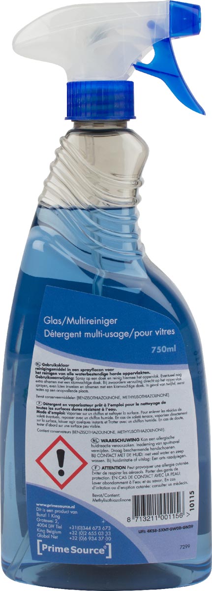 Primesource glas- en multireiniger, spray van 750 ml 6 stuks, OfficeTown