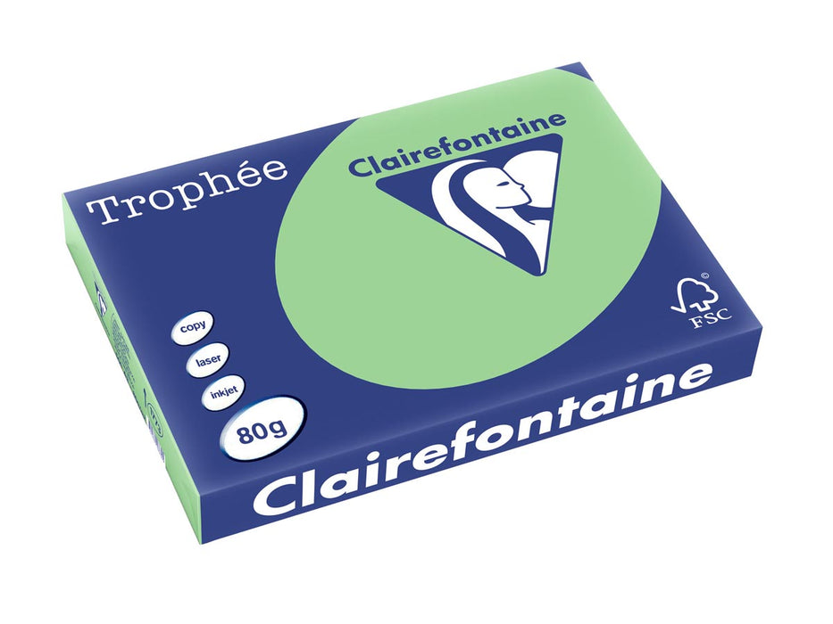 Clairefontaine Trophée Pastel, gekleurd papier, A3, 80 g, 500 vel, natuurgroen 5 stuks, OfficeTown