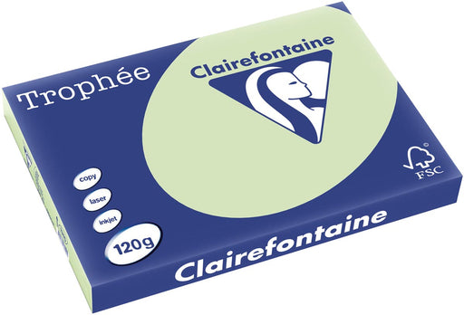 Clairefontaine Trophée Pastel, gekleurd papier, A3, 120 g, 250 vel, golfgroen 5 stuks, OfficeTown