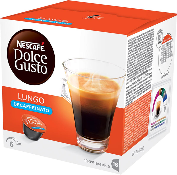 Nescafé Dolce Gusto Lungo Decaffeinato koffiecapsules, 16 stuks