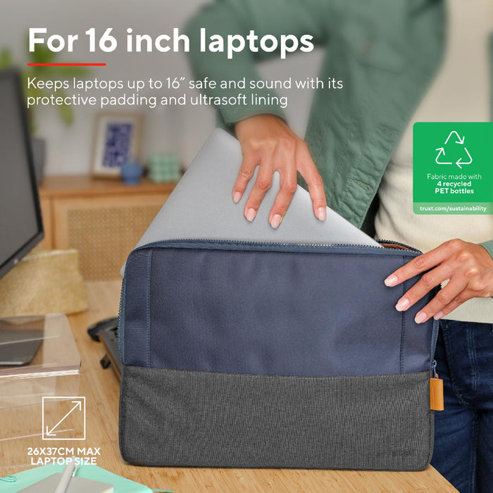 Vertrouw op laptoptas voor 16 inch laptops, blauw