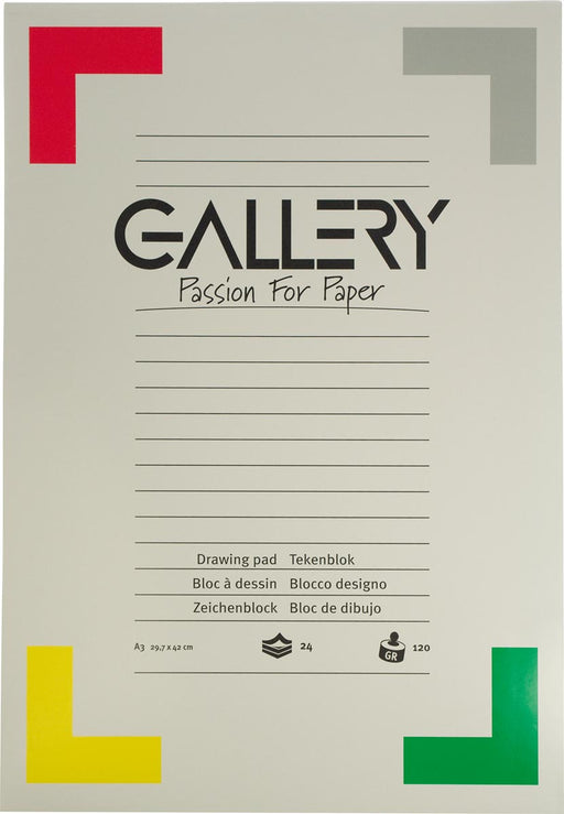 Gallery tekenblok, houtvrij papier, 120 g/m²,ft 29,7 x 42 cm (A3), blok van 24 vel 10 stuks, OfficeTown