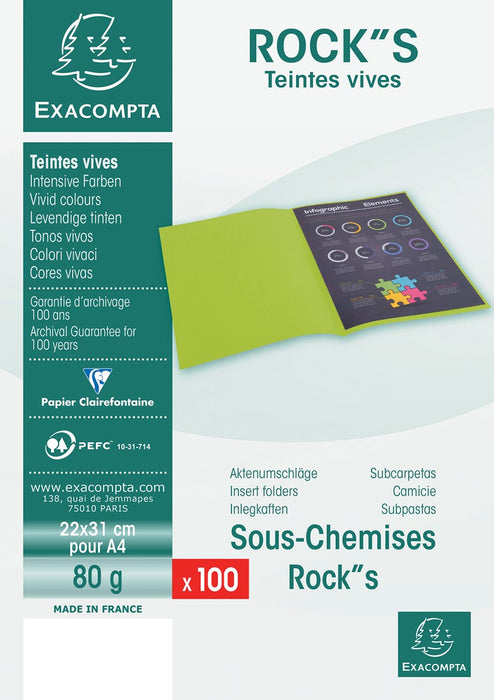 Dossiermap Exacompta Rock's 80, ft 22 x 31 cm, pak van 100, geel met PEFC-certificaat