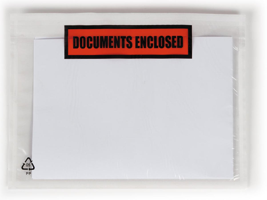 Paklijstenvelop Dokulops A6, ft 165 x 115 mm, doos van 1000 stuks, tekst: documenten bijgesloten