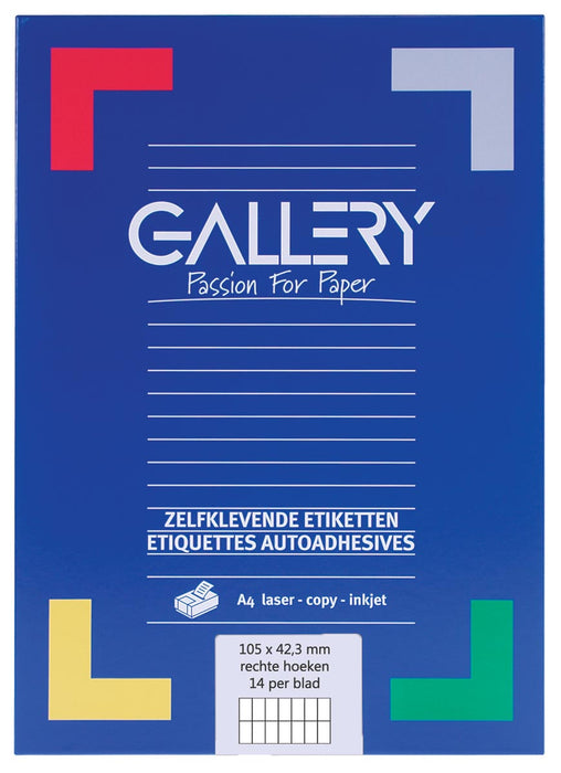 Galerij witte etiketten ft 105 x 42,3 mm, rechte hoeken, 1.400 stuks