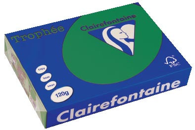 Clairefontaine Trophée Intens, gekleurd papier, A4, 120 g, 250 vel, dennengroen 5 stuks, OfficeTown