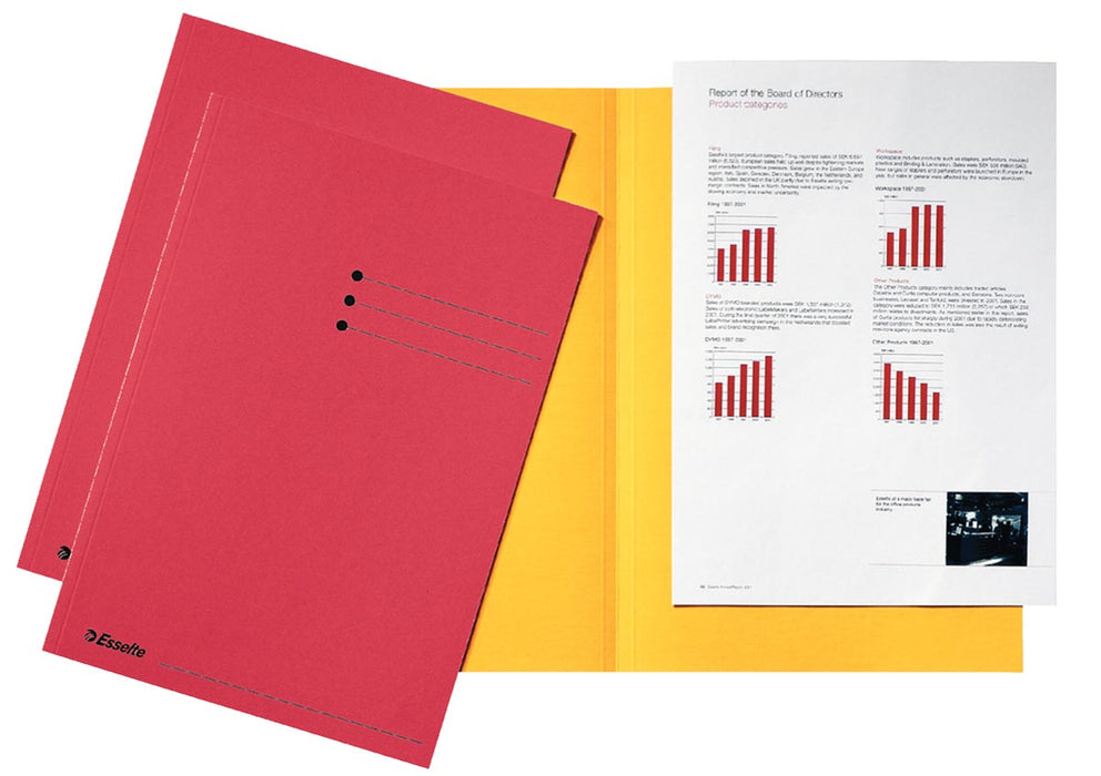 Esselte dossiermap rood met karton van 180 g/m², pak van 100 stuks