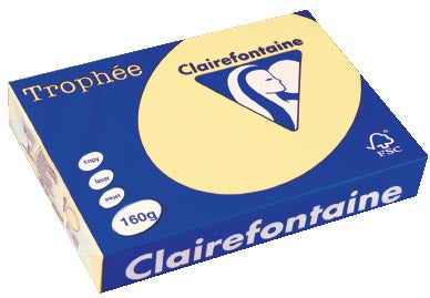 Clairefontaine Trophée Pastel, gekleurd papier, A4, 160 g, 250 vel, kanariegeel