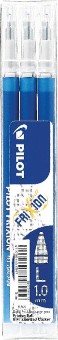 Pilot FriXion Ball/Clicker balpenvulling, blauw, 0,5 mm, medium punt, 3 stuks