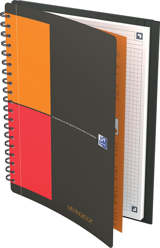 Oxford INTERNATIONAL meetingbook connect, stevige kartonnen kaft grijs, 160 bladzijden,ft B5, geruit 5 mm 5 stuks, OfficeTown