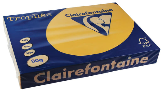 Clairefontaine Trophée Pastel, gekleurd papier, A3, 80 g, 500 vel, goudgeel 5 stuks, OfficeTown