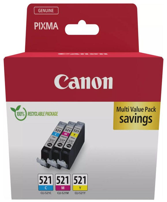 Canon inktcartridge CLI-521, 446 pagina's, OEM 2934B016, 3 kleuren Canon