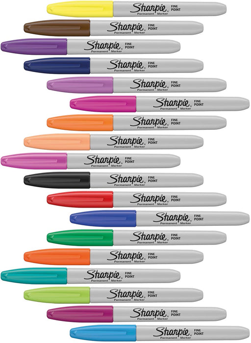 Sharpie permanente marker, fijn, blister van 18 stuks in geassorteerde kleuren 12 stuks, OfficeTown