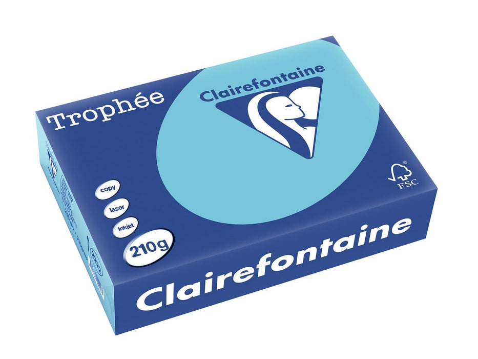 Clairefontaine Trophée Pastel, gekleurd papier, A4, 210 g, 250 vel, helblauw