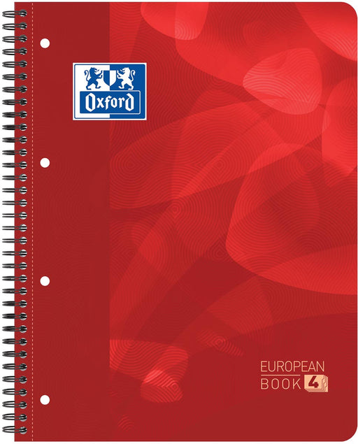 Oxford School Projectbook spiraalschrift, ft A4+, 4-gaats perforatie, geruit 5 mm, rood 5 stuks, OfficeTown