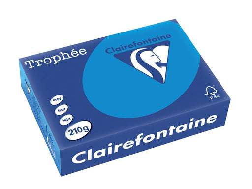 Clairefontaine Trophée Intens, gekleurd papier, A4, 210 g, 250 vel, turkoois 4 stuks, OfficeTown