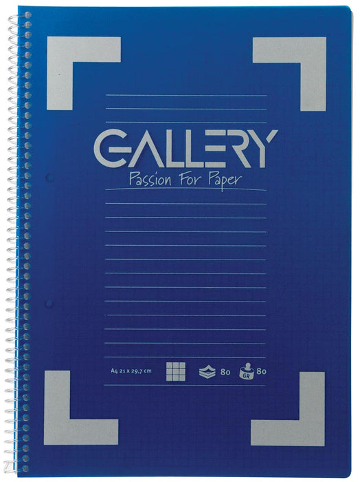 Gallery Traditioneel spiraalblok A4, geruit 5 mm, assorti kleuren, 160 pagina's, 6 stuks