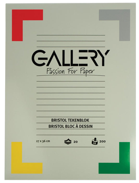 Gallery Bristol tekenblok ft 27 x 36 cm, 200 g/m², blok van 20 vel 20 stuks, OfficeTown