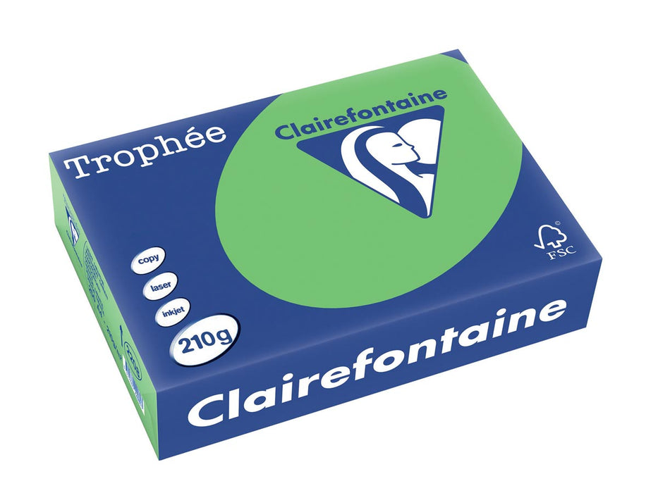 Clairefontaine Trophée Intens, gekleurd papier, A4, 210 g, 250 vel, grasgroen 4 stuks, OfficeTown