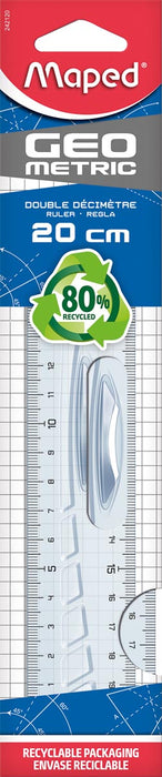 Maped dubbele decimeter met centraal handvat, gemaakt van 80% gerecycled plastic