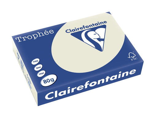 Clairefontaine Trophée gekleurd papier, A4, 80 g, 500 vel, parelgrijs 5 stuks, OfficeTown