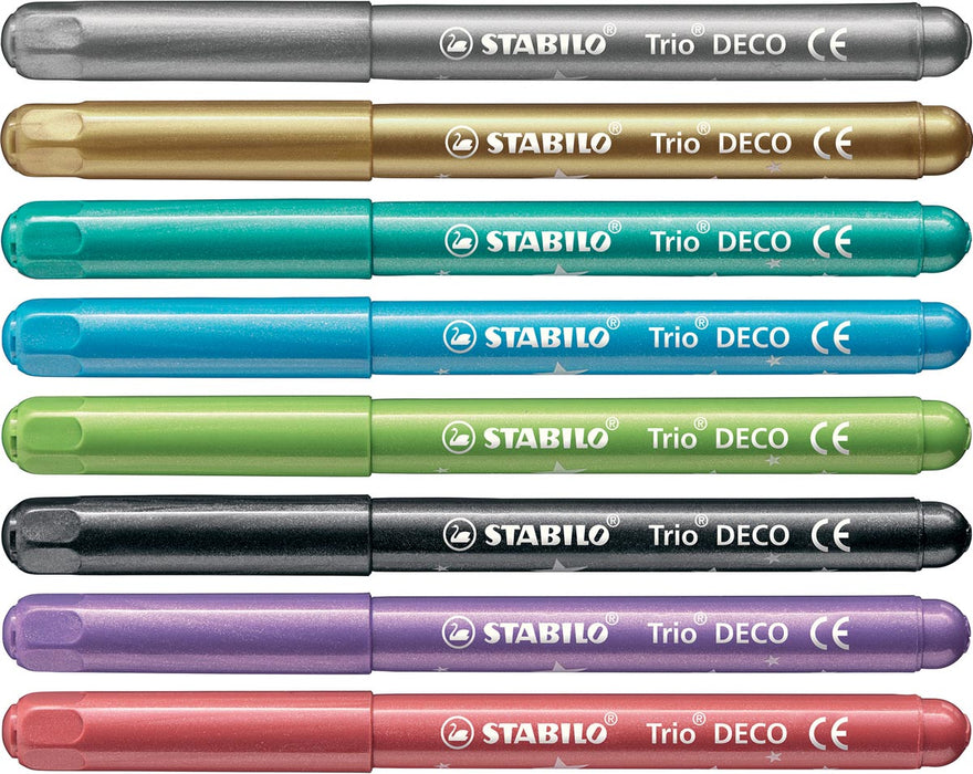 STABILO Trio DECO viltstift, blister van 8 stuks in metaalkleuren 12 stuks, OfficeTown