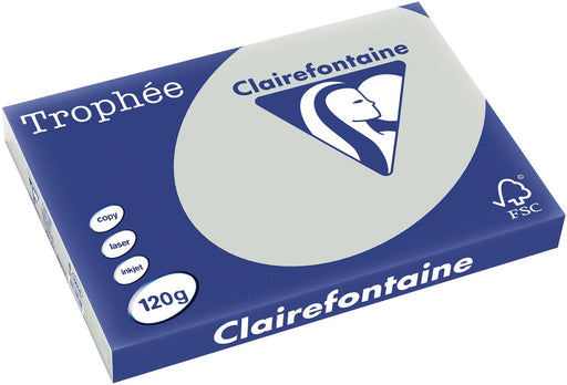 Clairefontaine Trophée Pastel, gekleurd papier, A3, 120 g, 250 vel, lichtgrijs 5 stuks, OfficeTown