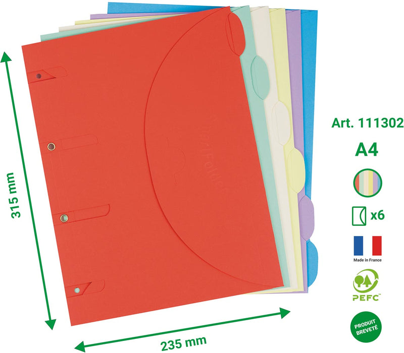 Tarifold Smartfolder, geperforeerde showtas, assortiment kleuren, verpakking van 6 stuks