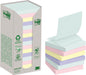 Post-it recycled Z-notes, 100 vel, ft 76 x 76 mm, assorti, pak van 16 blokken 10 stuks, OfficeTown