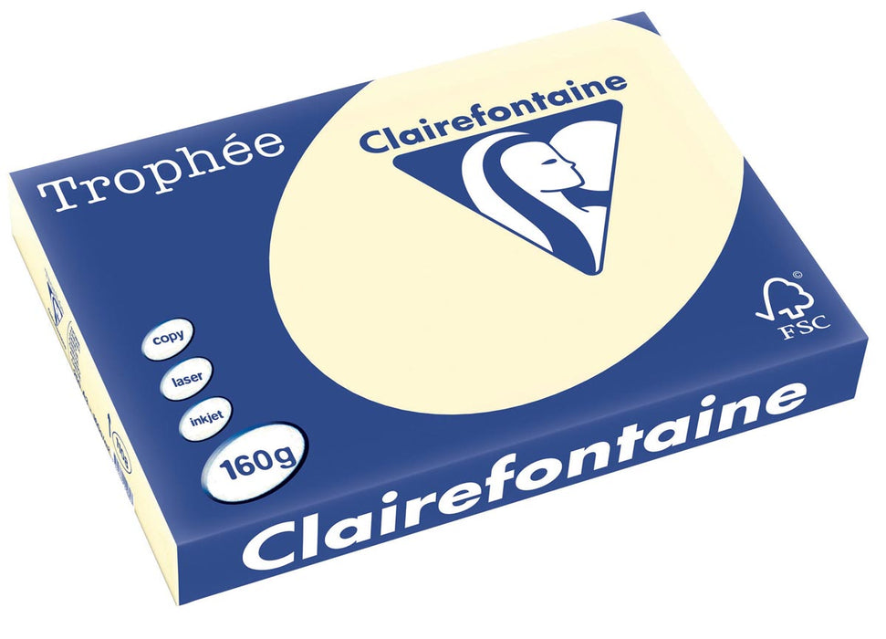 Clairefontaine Trophée Pastel, gekleurd papier, A3, 160 g, 250 vel, crème