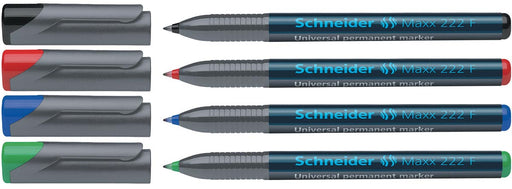 Schneider permanent marker Maxx 222, etui van 4 stuks in geassorteerde kleuren 40 stuks, OfficeTown