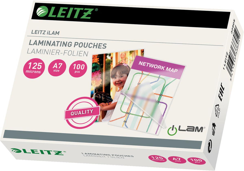 Leitz Ilam lamineerhoes ft A7, 250 micron (2 x 125 micron), pak van 100 stuks Leitz