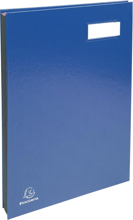 Exacompta map voor handtekeningen, ft 24 x 35 cm, van karton met pvc-coating, 20 compartimenten, blauw