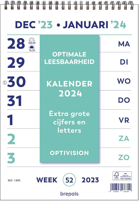 Brepols Optivision kalender Nederlandstalig, 2025 6 stuks, OfficeTown