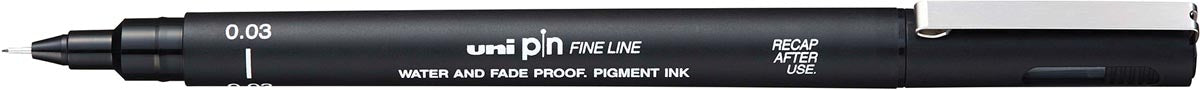 Uni Pin fineliner, 0,03 mm, ronde punt, zwart