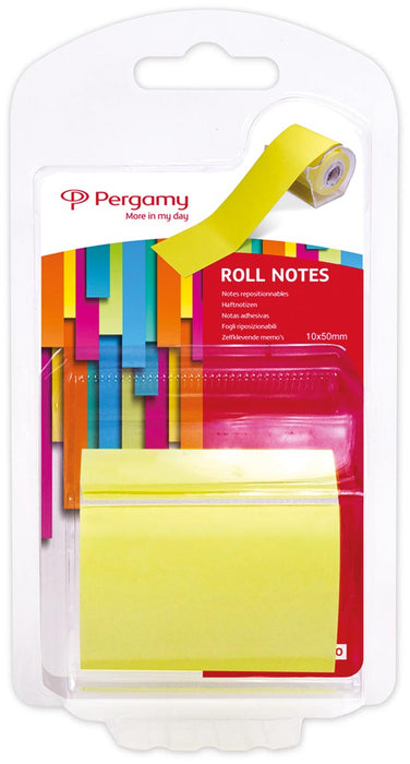 Pergamy Roll Notities, 10 m x 50 mm, neon geel