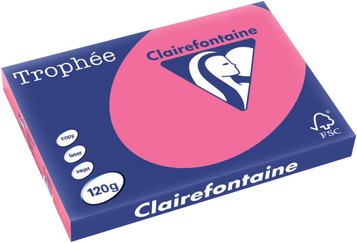 Clairefontaine Trophée Intens, gekleurd papier, A3, 120 g, 250 vel, fuchsia 5 stuks, OfficeTown
