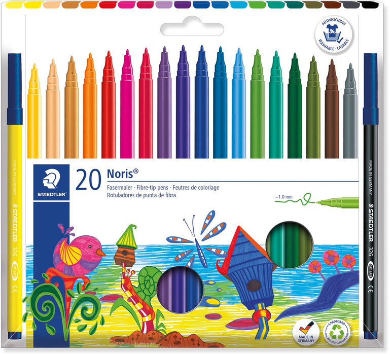 Staedtler Viltstift Noris 326, 20 stiften met Dry-Safe Ink Technologie