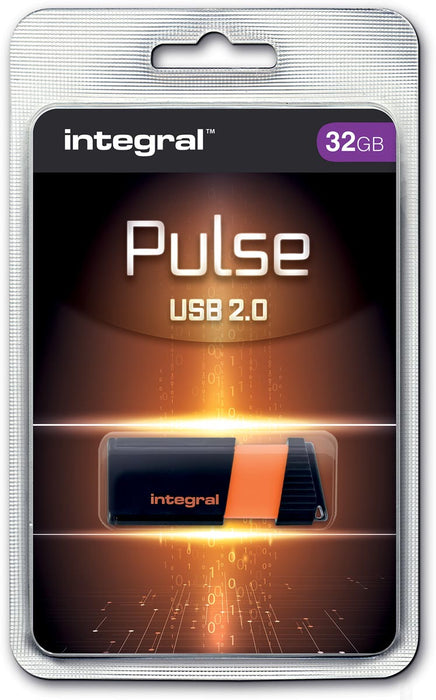 Integral Pulse USB 2.0 stick, 32 GB, zwart/oranje