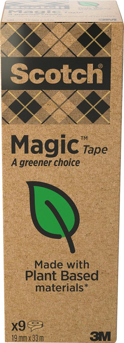 Plakband Magic Tape: Milieuvriendelijke keuze, ft 19 mm x 33 m, toren met 9 rollen