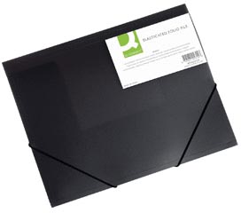 Q-CONNECT elastomap, A4, 3 kleppen en elastieken, transparant PP, zwart 24 stuks, OfficeTown