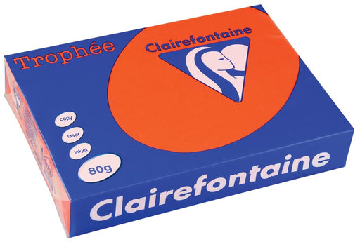 Clairefontaine Trophée Intens, gekleurd papier, A4, 80 g, 500 vel, kardinaal rood 5 stuks, OfficeTown