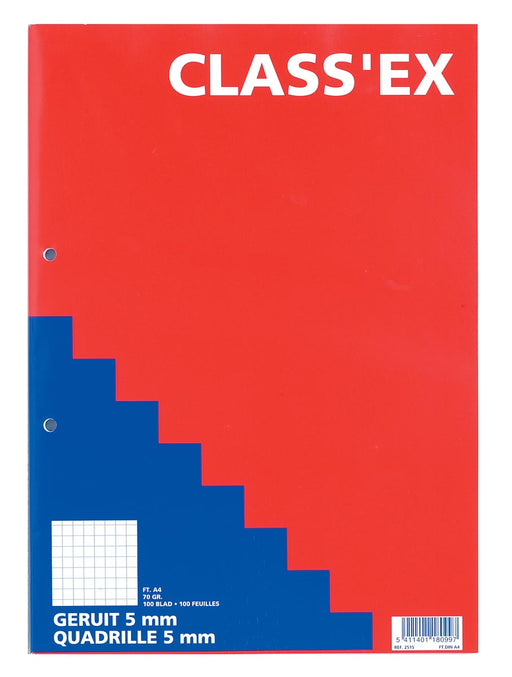 Class'ex cursusblok, geruit 5 mm, blok van 100 vel 5 stuks, OfficeTown