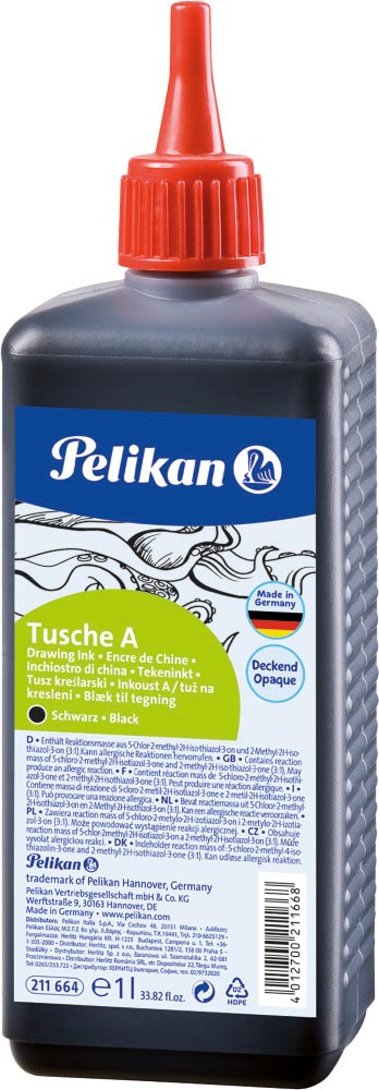 Pelikan Oost-Indische inkt, zwart, fles met gietstop van 1 l 12 stuks, OfficeTown