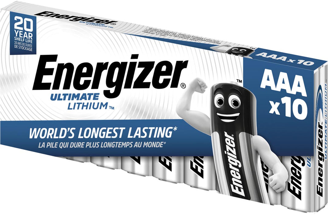 Energizer AAA/L92 Ultimate Lithium batterijen, 10 stuks