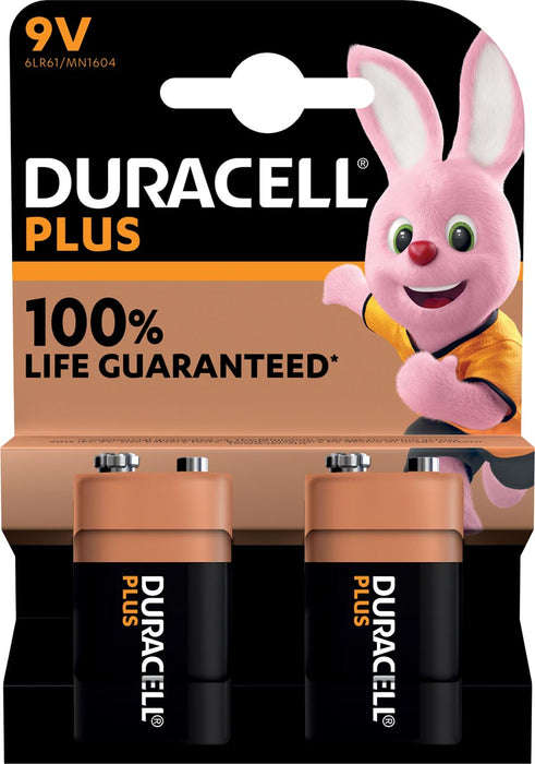 Duracell Plus 100% 9V-batterij, blister van 2 stuks Duracell