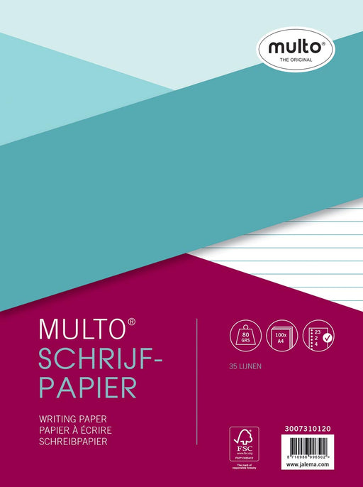 Multo 23-rings schrijfpapier van 100 vel, gelijnd 10 stuks, OfficeTown