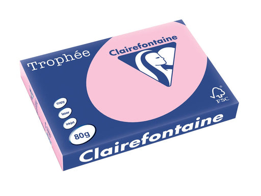 Clairefontaine Trophée Pastel, gekleurd papier, A3, 80 g, 500 vel, roze 5 stuks, OfficeTown