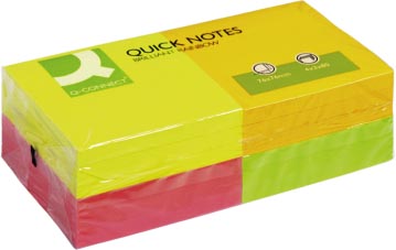 Q-CONNECT Quick Notes, ft 76 x 76 mm, 80 vel, pak van 12 blokken in 4 neonkleuren 6 stuks, OfficeTown